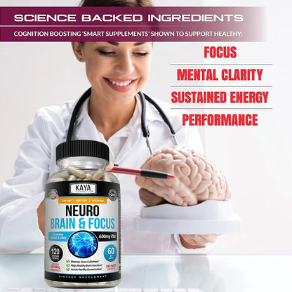 Neuro Brain & Focus Supplement - Healthy Memory Function, Clarity Nootropics Supplement - for Mental Focus, Cognitive Function - AMULET RING STORE