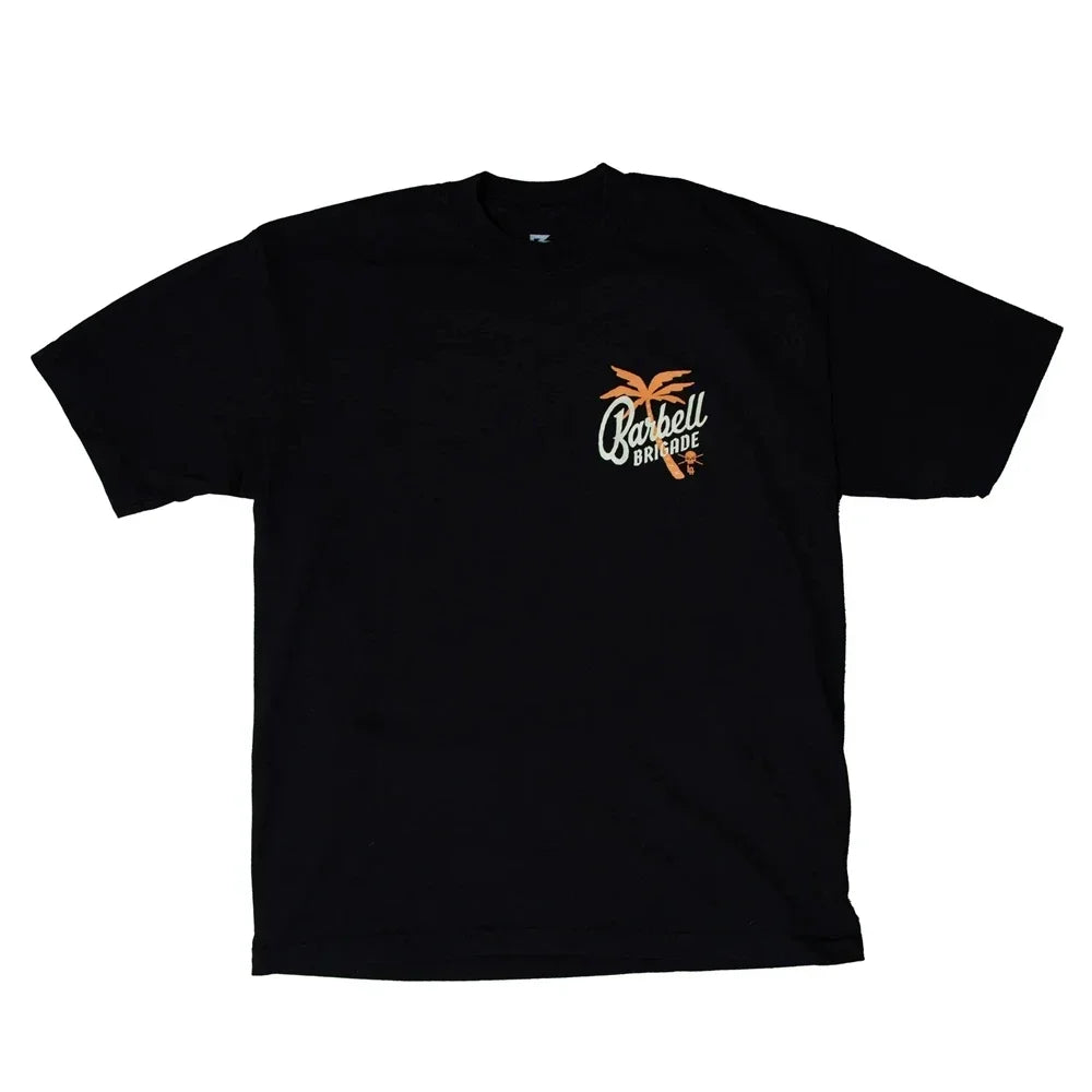 Barbell Brigade PALM TREE TEE Muscle Fitness Casual T-shirt Summer Men's Athleisure Workout Shirts Gym Sport Unisex Shirt Tops - AMULET RING STORE