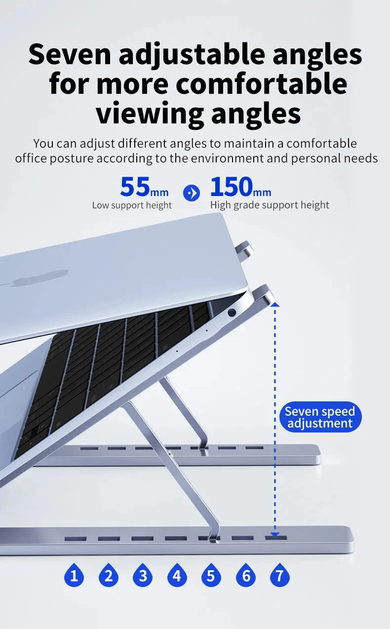 Metal Portable Foldable Laptop Stand Adjustable Notebook Holder Aluminum AD028 - AMULET RING STORE