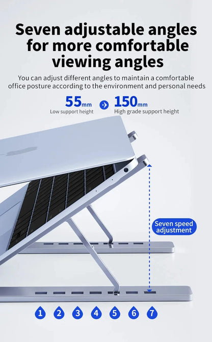 Metal Portable Foldable Laptop Stand Adjustable Notebook Holder Aluminum AD028 - AMULET RING STORE