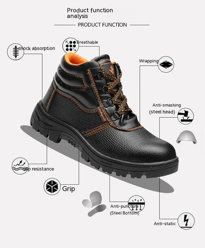 Wear-resisting Men Work Safety Boots Anti-smash Anti-puncture Work Sneakers Waterproof Boots Indestructible Protective Work Boot - AMULET RING STORE