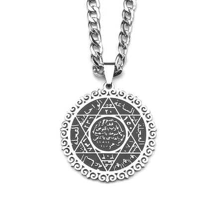 Hexagram Jewish Magen Star of David Arabic Letter Stainless Steel Pendant Necklace for Women Men Islamic Silver Color Jewelry