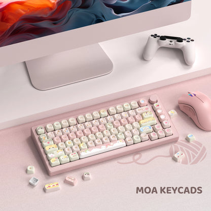 134 Keys Pink Cat  MOA Profile PBT Keycaps Customs Dye Sub Key caps for 61/87/104 Cherry MX Switch Gaming Mechanical Keyboard