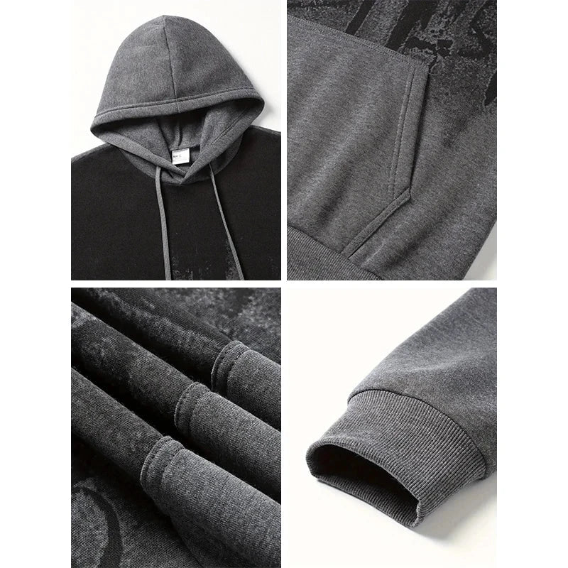 Japanese Fashion Men's Tracksuit Hoodies Sweatpants 2 Piece Set Fall&winter Daily Casual Sporty Jogging Suit Urban Trend Outfits - AMULET RING STORE