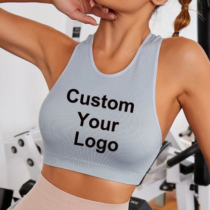 Sleeveless Tank Tops Tees Women Custom Your Logo Solid Casual Fashion Crop Top Ladies High Street Tie Up Croptop Summer Fitness - AMULET RING STORE
