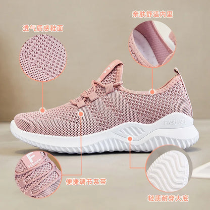 Women's shoes 2025 mesh breathable comfortable sports shoes soft sole lightweight fashion casual shoes - AMULET RING STORE