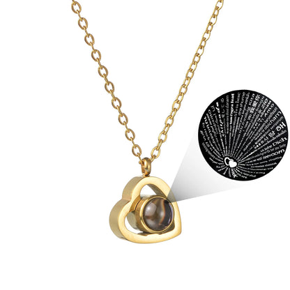 Atoztide Personalized Custom Photo Projection Necklace Heart with Picture Stainless Steel for Women Valentine's Day Jewelry Gift