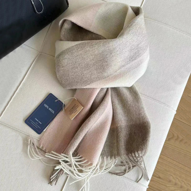 100% Wool Winter Scarf for Women Long Warm Cashmere Scarves Hijab Solid Lady Shawl Wrap Female Pashmina Bandana Head Scarves
