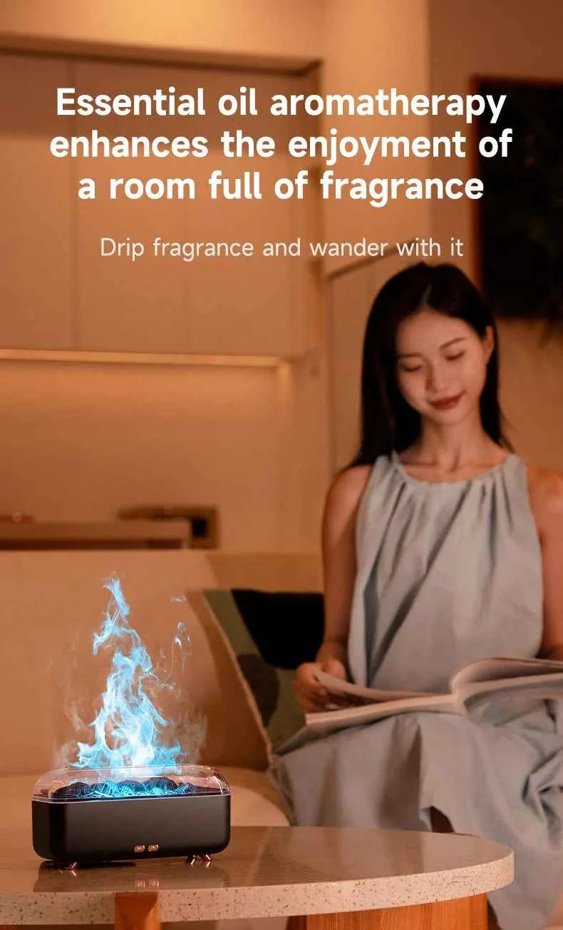 Flame Essential Oil Diffuser with Colorful Night Lights 300ML USB Home Ultrasonic Aromatherapy Fragrant Oil Humidifier Vaporizer