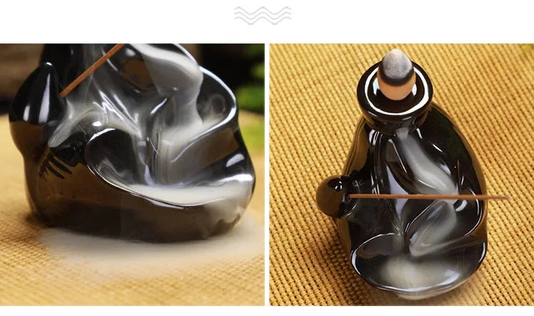 Creative Ceramic Backflow Incense Burner Crafts Office Home Decoration Mountain Incense Holder Buddhist Supplies - AMULET RING STORE