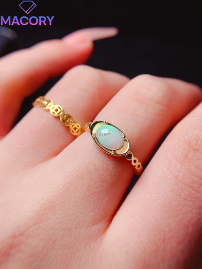 Natural Moonstone S925 Sterling Silver Ladies Ring 5*7mm Exquisite Fashion Jewelry with Certificate Holiday High-end Gifts