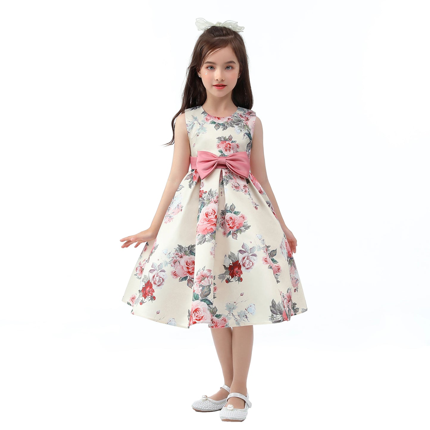 Girls' formal dress dress, printed princess dress, children's dress, flower performance outfit, children's dress
