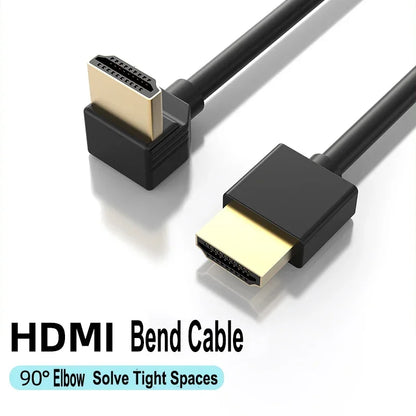 90 Degree HDMI 2.0 Cable - Graphene Enhanced for Space-Saving Installations | 8K, 3D & High Refresh Rate Aux Cable Hdmi Cable - AMULET RING STORE