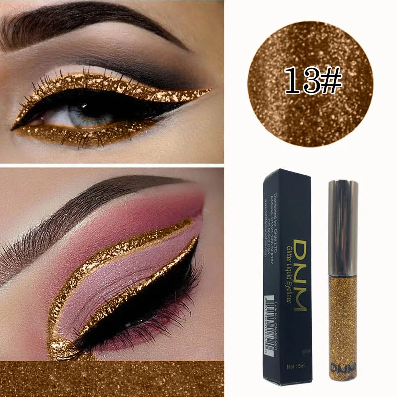 Glitter Eyeliner Vibrant Waterproof Long-Lasting for Flawless Eye Makeup Diamond Shiny Silver Rose Gold Eyeliner Beauty Cosmetic - AMULET RING STORE