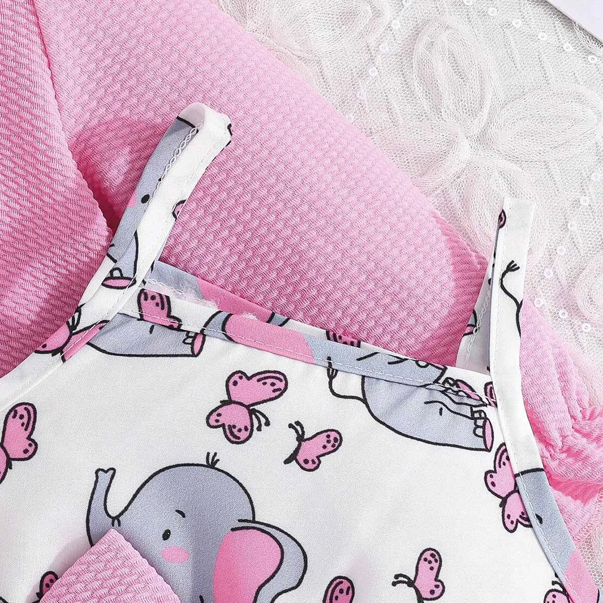 2Piece Spring Autumn Newborn Girls Clothes Korean Cartoon Cute Coat+Mesh Bow Print Sleeveless Dress Baby Boutique Clothing BC628