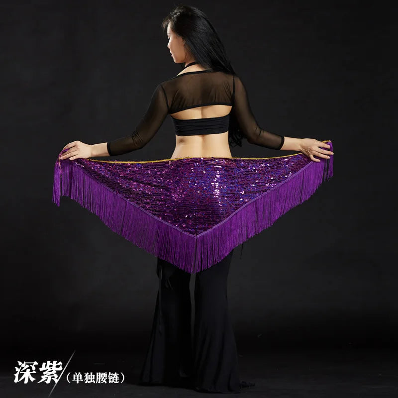 Wholesale Cheap Sexy Women Girls Sequin Triangle Shawl Hip Shawl Belly Dance Belts - AMULET RING STORE