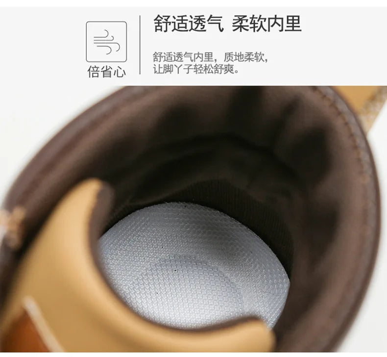 2025 new men's shoes autumn high cut workwear boots British style short boots Korean version versatile thickness boots shoes - AMULET RING STORE