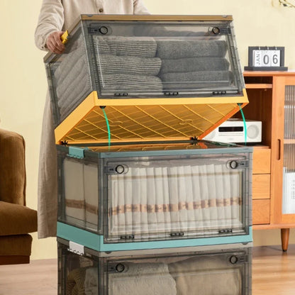 Transparent Storage Bin Foldable Storage Trunk Open Storage Box Home Wardrobe Clothes Organizer Large Capacity Sundries Box - AMULET RING STORE