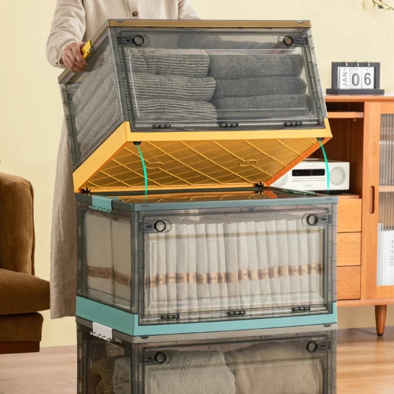 Foldable Storage Trunk Open Storage Box Transparent Storage Bin Home Wardrobe Clothes Organizer Large Capacity Sundries Box - AMULET RING STORE