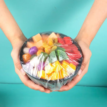 100/200/300/500pcs Saran Wrap Disposable Food Cover Food Grade Fruit Vegetable Storage Bag Elastic Kitchen Fresh Keeping Bag