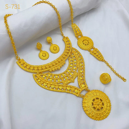 New Big Italian 24k Gold Plated Jewelry Set For Women Indian Dubai Party African Necklace Sets Bridal Gifts Arabic Jewelry Sets