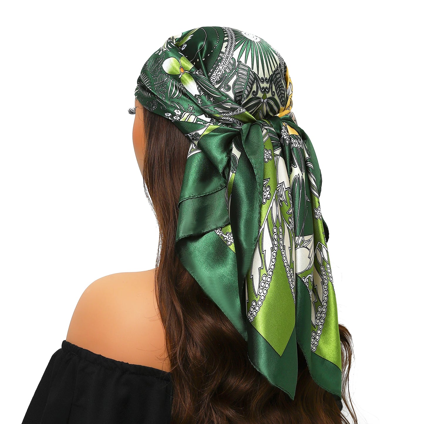 Head Scarf Women Luxury Brand Square 90*90cm Silk Foulard Satin Bandana Cheveux Soft Neckerchief Hijab Hair Scarves For Ladies - AMULET RING STORE
