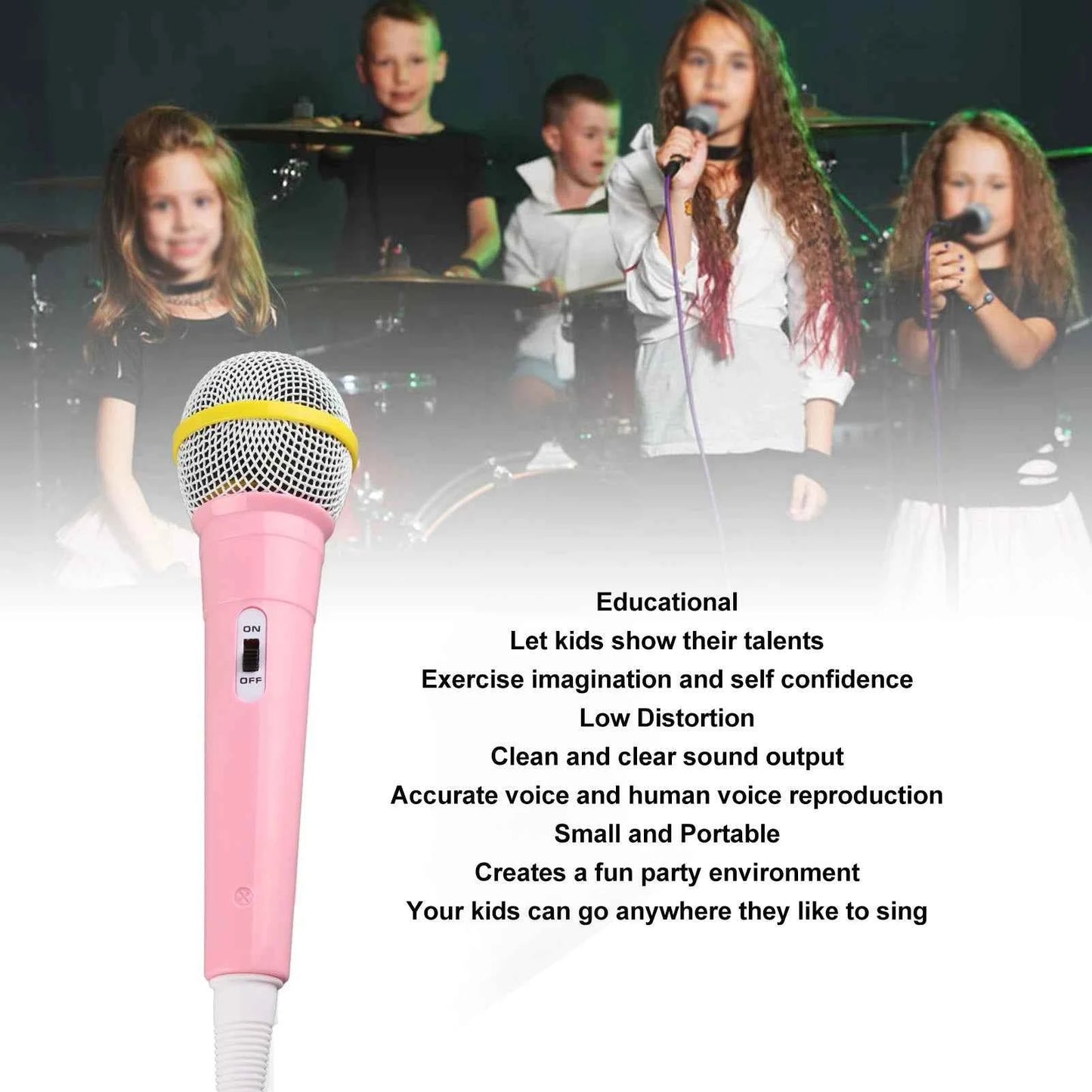 Child Singing Mic 3.5mm Plug Educational Low Distortion Clear Sound Kids Wired Microphone for Karaoke for Musical Instrument