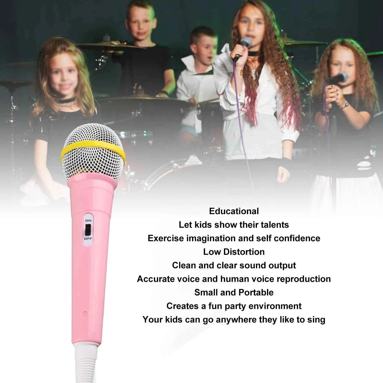 Child Singing Mic 3.5mm Plug Educational Low Distortion Clear Sound Kids Wired Microphone for Karaoke for Musical Instrument