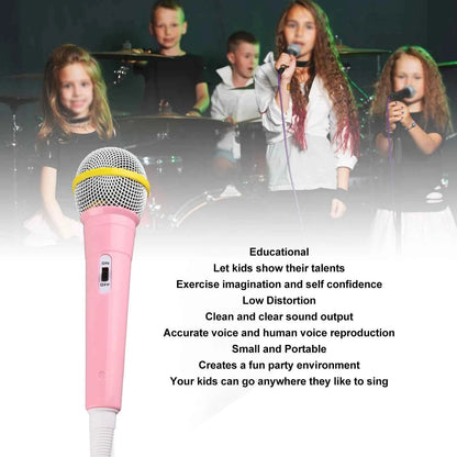 Child Singing Mic 3.5mm Plug Educational Low Distortion Clear Sound Kids Wired Microphone for Karaoke for Musical Instrument