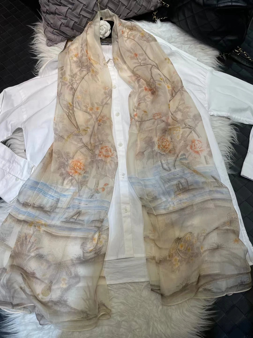 BYSIFA|New Black Pink Peony 100% Silk Shawl Scarf Women Chiffon Long Silk Scarves Cape Summer Foulard Winter Brand Scarves Wraps