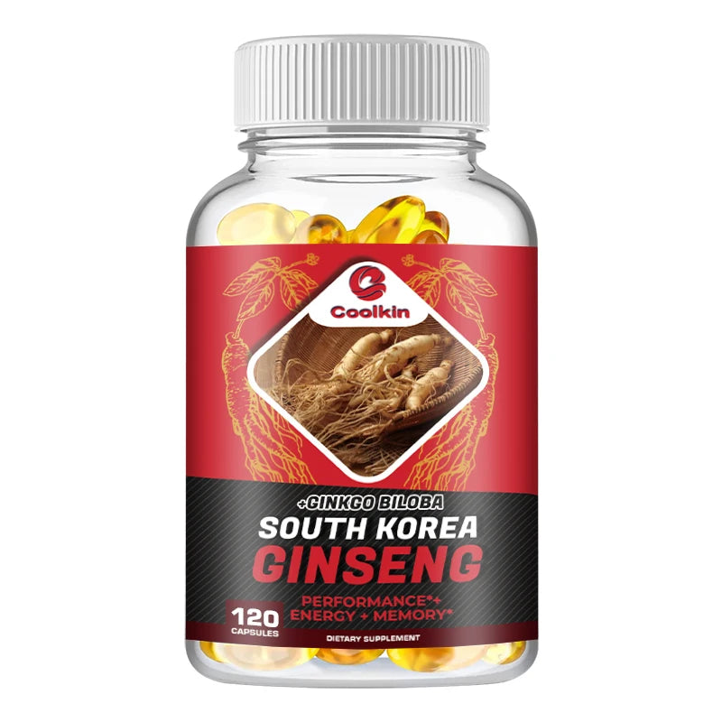 Authentic Korean Red Ginseng 1000mg + Ginkgo Biloba 60mg, Male Supplement Capsules - AMULET RING STORE