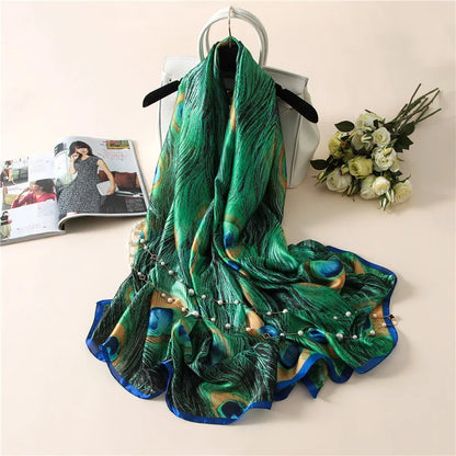 Design Satin Silk Shawl Hijab Scarf Women Fashion Summer Sunscreen Beach Stole Wraps Bufanda Female Headkerchief Echarpe New - AMULET RING STORE