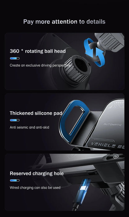 2-in-1 Car Wireless Charger Dual Coil Fold Screen Phone Fast Charging For Samsung Galaxy Z Fold 5 6 Air Vent Car Phone Holder