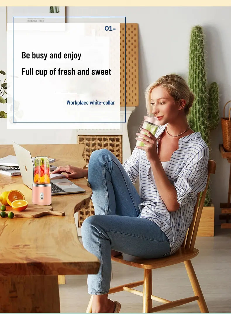 Portable Blender Bottle Electric 6 Blades Multifunction Juice Blender Fresh Juice Smoothie Blender Ice CrushCup Food Processor - AMULET RING STORE