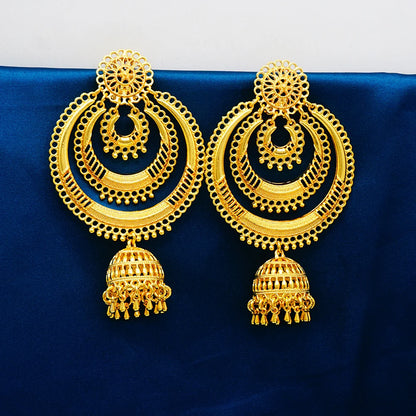 Fan Shape Earrings New Fashion Dubai Gold Color Drop Earrings French African Women Girls Party Gifts Wedding Jewelry Earring