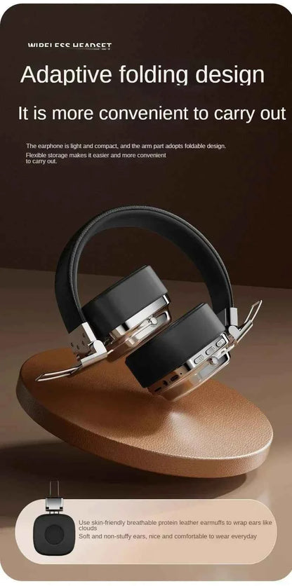 Retro Trendy Wireless Headphone Bluetooth 5.3 Long Battery Life Stereo Music Sport Foldable OverEar Headset with Noise Reduction