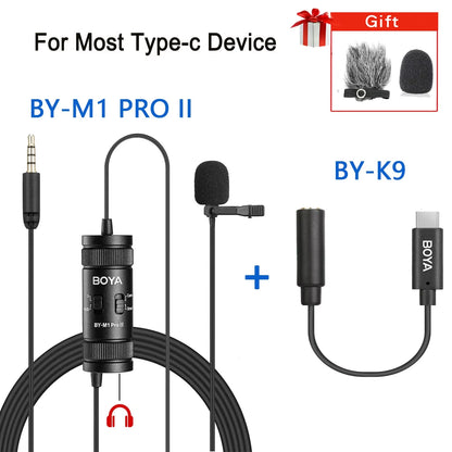 BOYA BY-M1 Condenser Lavalier Lapel Clip-on Microphone 3.5mm TRRS 6M Mic For PC iphone DSLR Camera YouTube Recording Streaming
