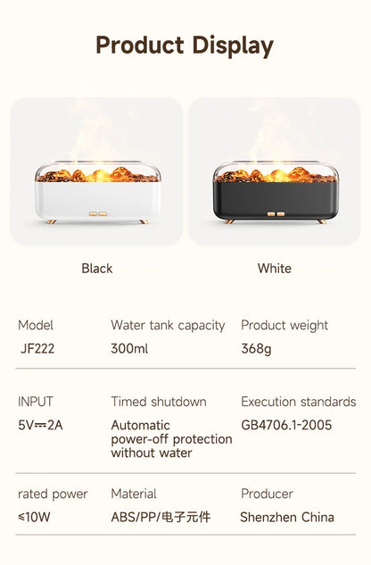 Flame Essential Oil Diffuser with Colorful Night Lights 300ML USB Home Ultrasonic Aromatherapy Fragrant Oil Humidifier Vaporizer