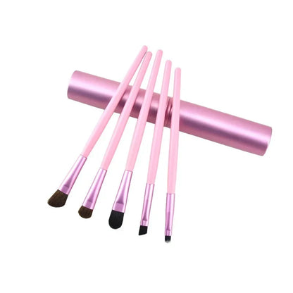 5pcs Professional Travel Portable Mini Eye Makeup Brushes Set Smudge Eyeshadow Eyeliner Eyebrow Brush Lip Make Up Brush Kit - AMULET RING STORE