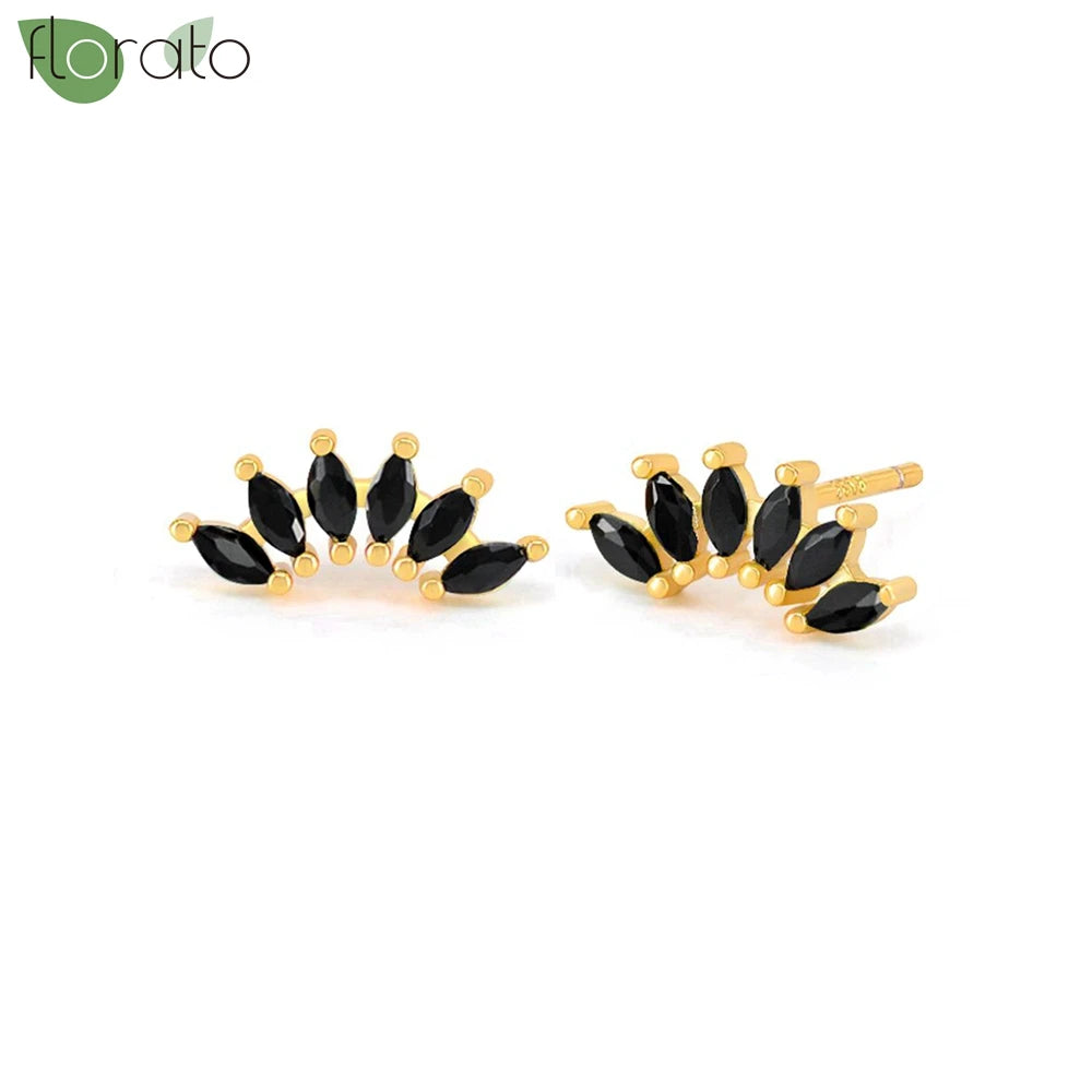 925 Sterling Silver Needle Fashion Round Pendant Small Earrings Luxury Gold Hoop Earrings for Women Premium Black Jewelry Gifts - AMULET RING STORE