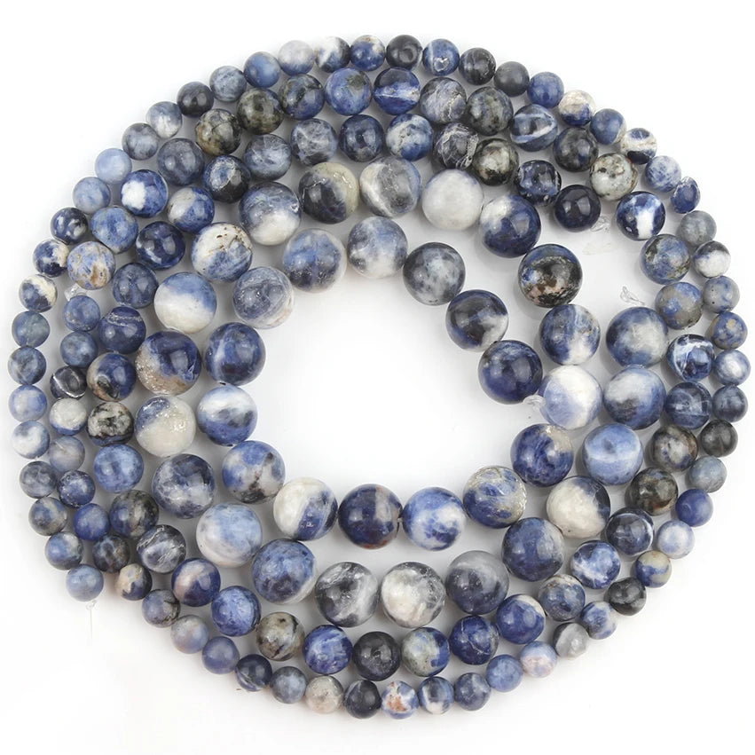 Real Natural Blue Stone Beads Turquoises Agates Amazonite Jades Tiger Eye Round Beads for DIY Couple's Bracelet Jewelry Making - AMULET RING STORE