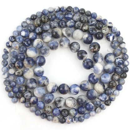 Real Natural Blue Stone Beads Turquoises Agates Amazonite Jades Tiger Eye Round Beads for DIY Couple's Bracelet Jewelry Making - AMULET RING STORE