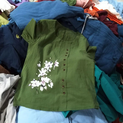 Cotton Linen T Shirt Women's Clothing Summer Retro Ladies Tops Tee Casual Loose Short Sleeve T-shirt Woman Ropa Blusas Tshirt