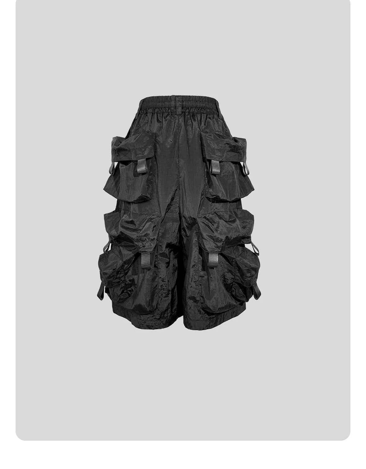 Mauroicardi Spring Summer Cool Handsome Thin Black Nylon Cargo Shorts for Men with Many Pockets Luxury Emo Techwear Clothes 2025