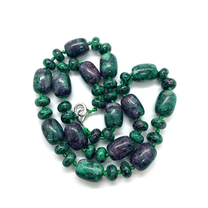 Natural Stone Malachite Lapis Lazuli Agate Necklace 10x14mm Cylindrical Beads 5x9mm Abacus Beads Ladies Necklace about 18 Inches - AMULET RING STORE