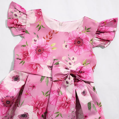 Girl's party dress  Elegant petal-sleeved princess dress  Birthday party dress  Wedding party dress