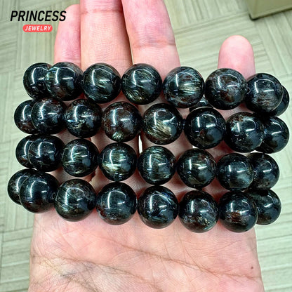 A++ Natural Astrophyllite Stretch Bracelet Crystal Beads for Jewelry Making DIY Accessories 8 10 12mm - AMULET RING STORE