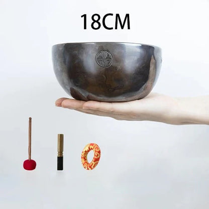 Full Moon Tibetan Singing Bowl Handmade Mindfulness Meditation Nepal Singing Bowls Yoga Chakra Sound Healing Therapy Accessories - AMULET RING STORE
