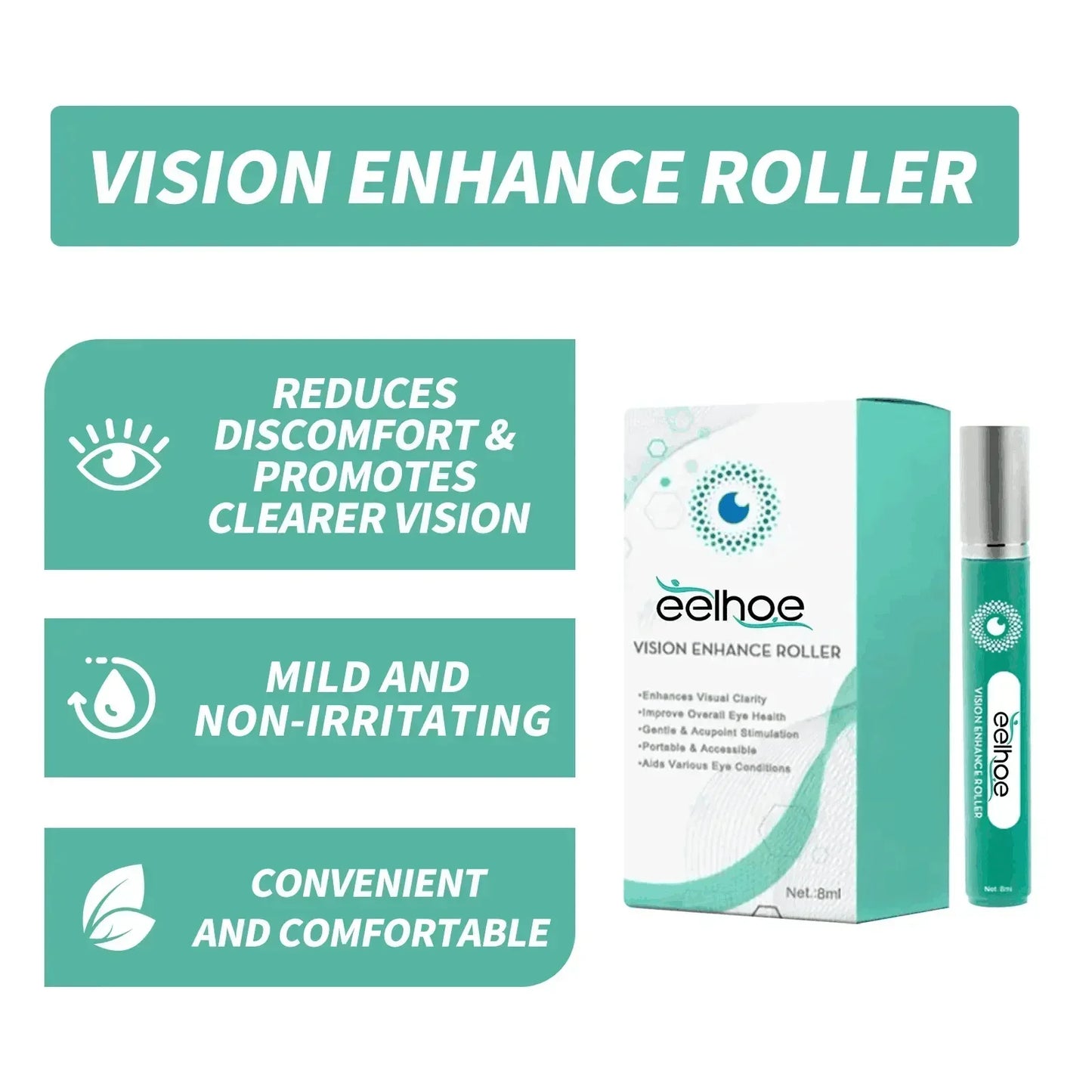 Vision Enhance Roller Promotes Clearer Eyesight Mild Relax Massage Reduce Discomfort Relieve Dryness Eye Fatigue Health Eye Care - AMULET RING STORE