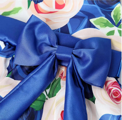 Summer Girls Rose Print Dress Princess Wedding Birthday Party Frocks Satin Children Vestidos Dresses For Girl Christmas Clothing